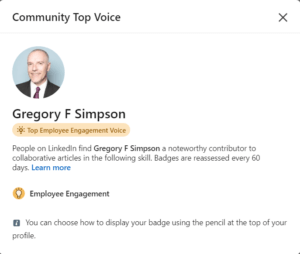 LinkedIn Community Top Voice - Employee Engagement